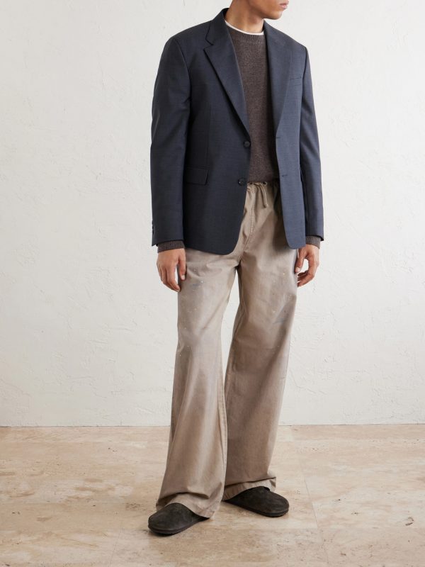 Wide-Leg Paint-Splattered Cotton-Twill Trousers - OU Wide-Leg Paint-Splattered Cotton-Twill Trousers - OU