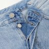 Wide-Leg Distressed Denim Shorts - CU