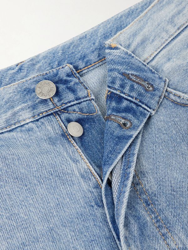 Wide-Leg Distressed Denim Shorts - CU