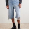 Wide-Leg Distressed Denim Shorts - FR