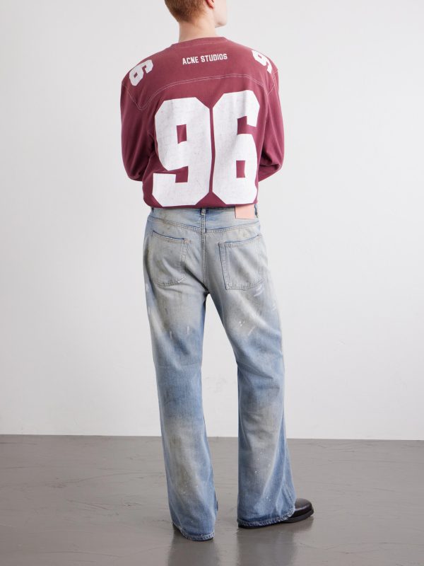 Stain-printed Straight-Leg Cotton Jeans - BK Stain-printed Straight-Leg Cotton Jeans - BK