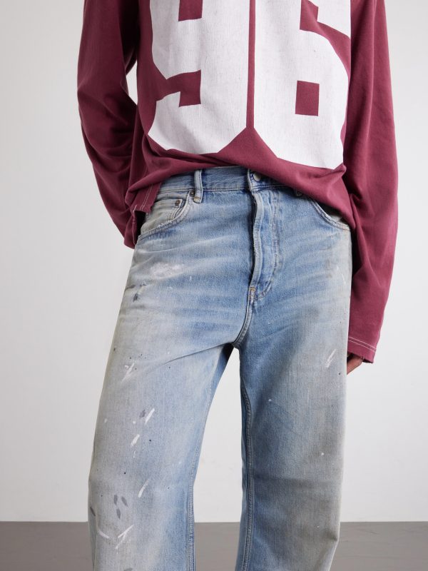 Stain-printed Straight-Leg Cotton Jeans - CU Stain-printed Straight-Leg Cotton Jeans - CU