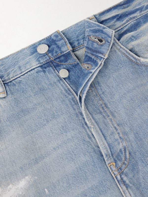 Stain-printed Straight-Leg Cotton Jeans - E1 Stain-printed Straight-Leg Cotton Jeans - E1