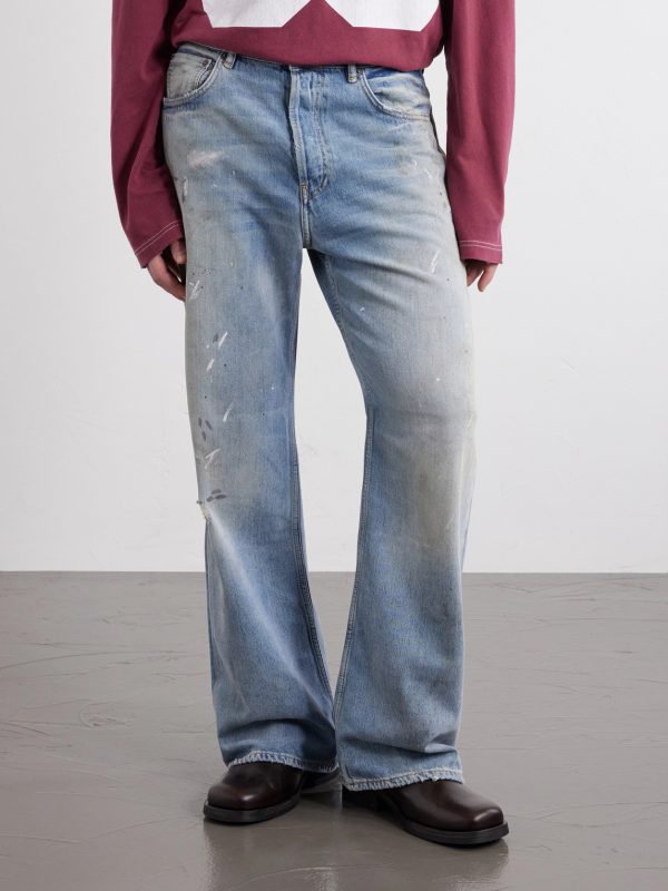 Stain-printed Straight-Leg Cotton Jeans - FR Stain-printed Straight-Leg Cotton Jeans - FR
