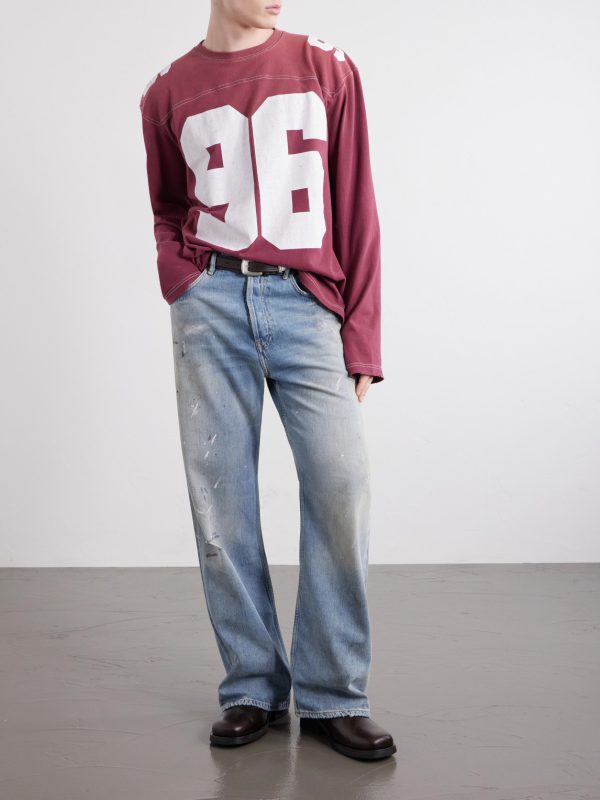 Stain-printed Straight-Leg Cotton Jeans - OU Stain-printed Straight-Leg Cotton Jeans - OU