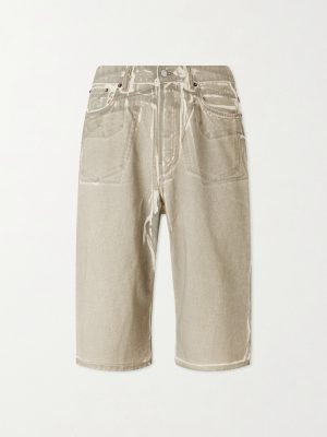 Judda U Lux Straight-Leg Printed Denim Shorts Judda U Lux Straight-Leg Printed Denim Shorts