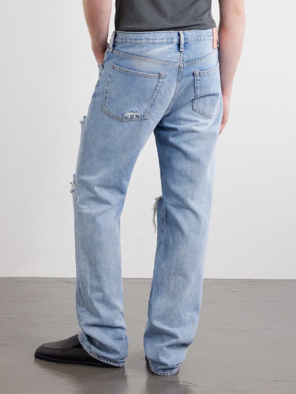Ripped Straight-Leg Cotton Jeans - BK Ripped Straight-Leg Cotton Jeans - BK