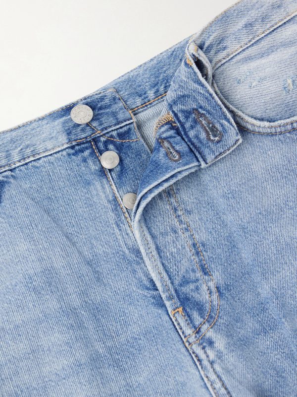 Ripped Straight-Leg Cotton Jeans - E1 Ripped Straight-Leg Cotton Jeans - E1