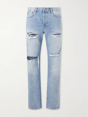 Ripped Straight-Leg Cotton Jeans
