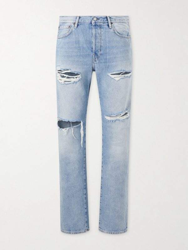 Ripped Straight-Leg Cotton Jeans Ripped Straight-Leg Cotton Jeans