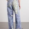 Wide-Leg and Rose-Printed Cotton Jeans - BK Wide-Leg and Rose-Printed Cotton Jeans - BK