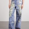 Wide-Leg and Rose-Printed Cotton Jeans - FR Wide-Leg and Rose-Printed Cotton Jeans - FR