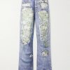 Wide-Leg and Rose-Printed Cotton Jeans Wide-Leg and Rose-Printed Cotton Jeans
