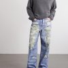 Wide-Leg and Rose-Printed Cotton Jeans - OU Wide-Leg and Rose-Printed Cotton Jeans - OU