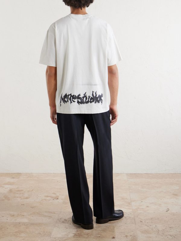 Logo-Print Distressed Cotton-Blend Jersey T-Shirt - BK Logo-Print Distressed Cotton-Blend Jersey T-Shirt - BK