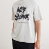 Logo-Print Distressed Cotton-Blend Jersey T-Shirt - FR Logo-Print Distressed Cotton-Blend Jersey T-Shirt - FR