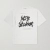 Logo-Print Distressed Cotton-Blend Jersey T-Shirt Logo-Print Distressed Cotton-Blend Jersey T-Shirt