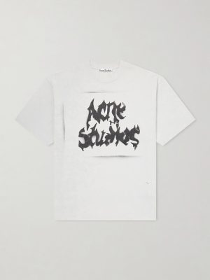 Logo-Print Distressed Cotton-Blend Jersey T-Shirt Logo-Print Distressed Cotton-Blend Jersey T-Shirt