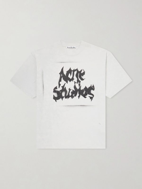 Logo-Print Distressed Cotton-Blend Jersey T-Shirt Logo-Print Distressed Cotton-Blend Jersey T-Shirt