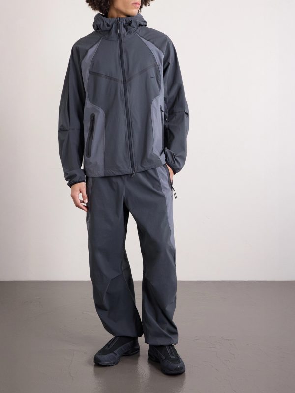 Tech Logo-Embroidered Colour-Block Dri-FIT Hooded Jacket - OU