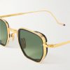 Atkins D-Frame Gold and Silver-Tone Titanium Sunglasses - CU Atkins D-Frame Gold and Silver-Tone Titanium Sunglasses - CU