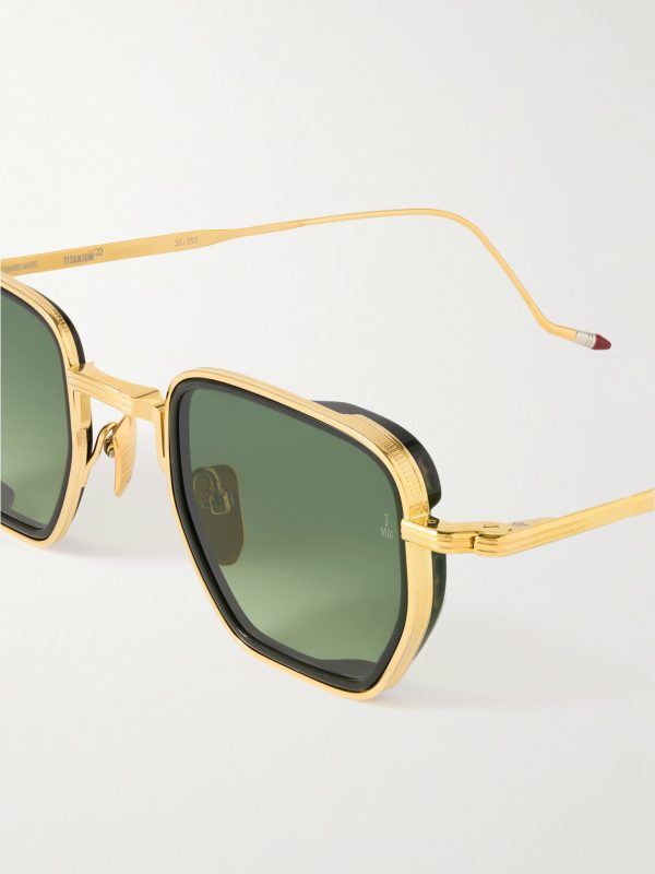 Atkins D-Frame Gold and Silver-Tone Titanium Sunglasses - CU Atkins D-Frame Gold and Silver-Tone Titanium Sunglasses - CU