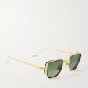 Atkins D-Frame Gold and Silver-Tone Titanium Sunglasses - FR Atkins D-Frame Gold and Silver-Tone Titanium Sunglasses - FR