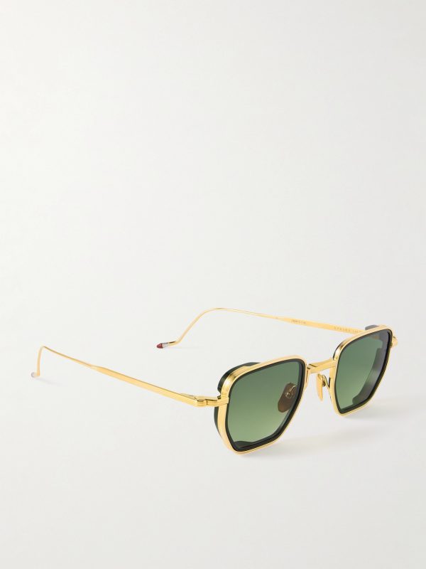 Atkins D-Frame Gold and Silver-Tone Titanium Sunglasses - FR Atkins D-Frame Gold and Silver-Tone Titanium Sunglasses - FR