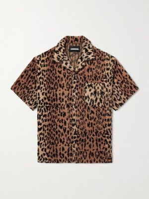 + Hippopotamus Leopard-Print Cotton-Blend Terry Shirt + Hippopotamus Leopard-Print Cotton-Blend Terry Shirt