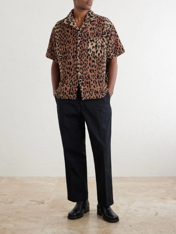 + Hippopotamus Leopard-Print Cotton-Blend Terry Shirt - OU