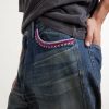 Savage Straight-Leg Bead-Embellished Distressed Jeans - CU