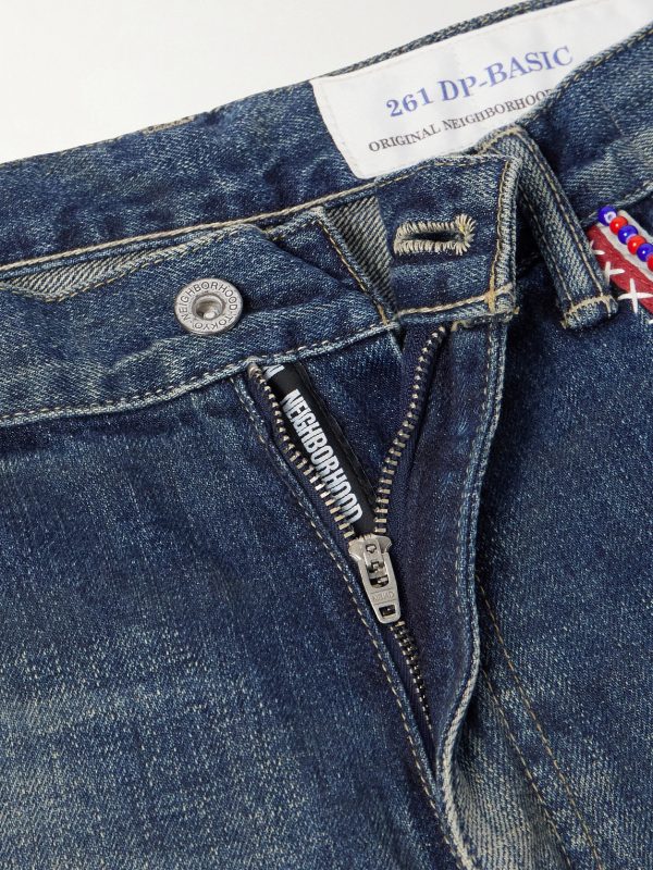 Savage Straight-Leg Bead-Embellished Distressed Jeans - E1