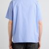 Camp-Collar Logo-Embroidered Striped Cotton Shirt - BK