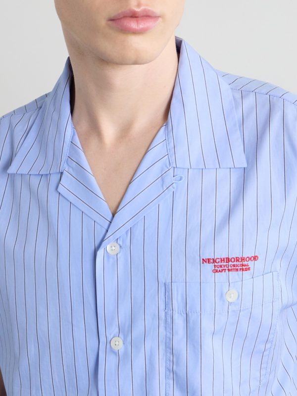Camp-Collar Logo-Embroidered Striped Cotton Shirt - CU