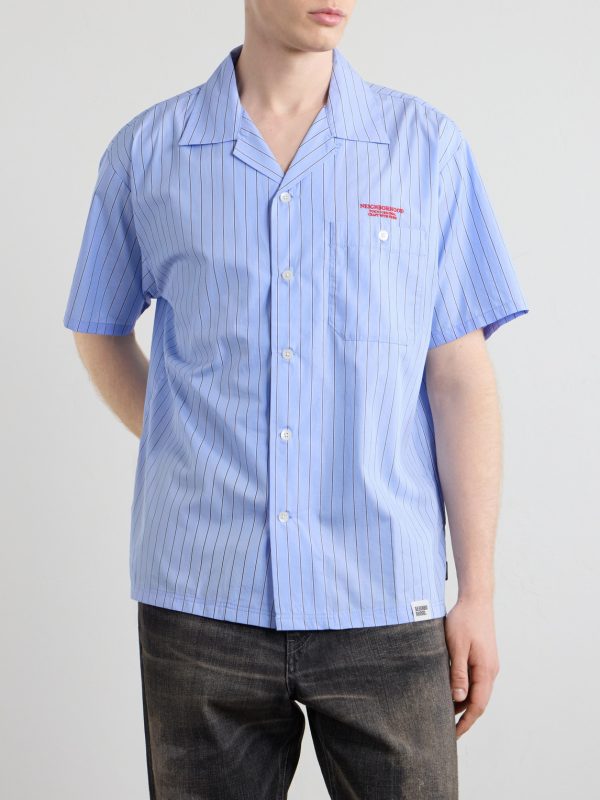 Camp-Collar Logo-Embroidered Striped Cotton Shirt - FR