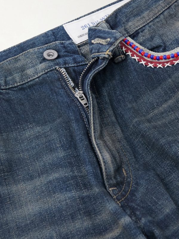 Savage Wide-Leg Bead-Embellished Distressed Jeans - CU Savage Wide-Leg Bead-Embellished Distressed Jeans - CU