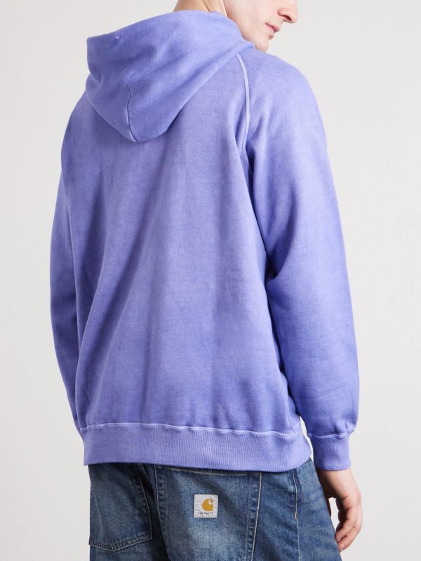 Logo-Embroidered Pigment-Dyed Cotton-Jersey Hoodie - BK Logo-Embroidered Pigment-Dyed Cotton-Jersey Hoodie - BK