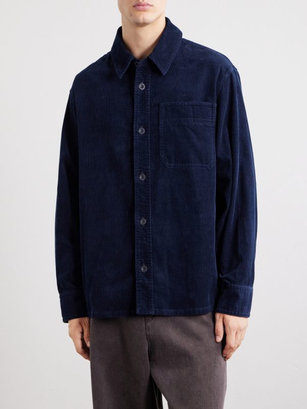 Basile Logo-Embroidered Cotton-Corduroy Shirt - FR Basile Logo-Embroidered Cotton-Corduroy Shirt - FR