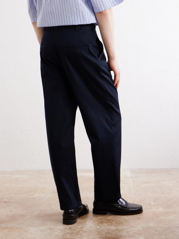 Ricky Straight-Leg Pleated Organic Cotton Trousers - BK