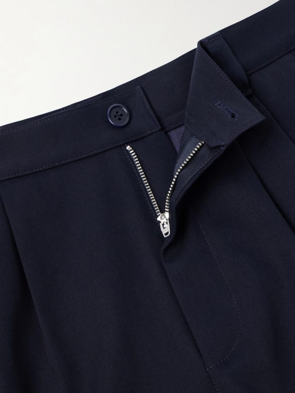 Ricky Straight-Leg Pleated Organic Cotton Trousers - E1