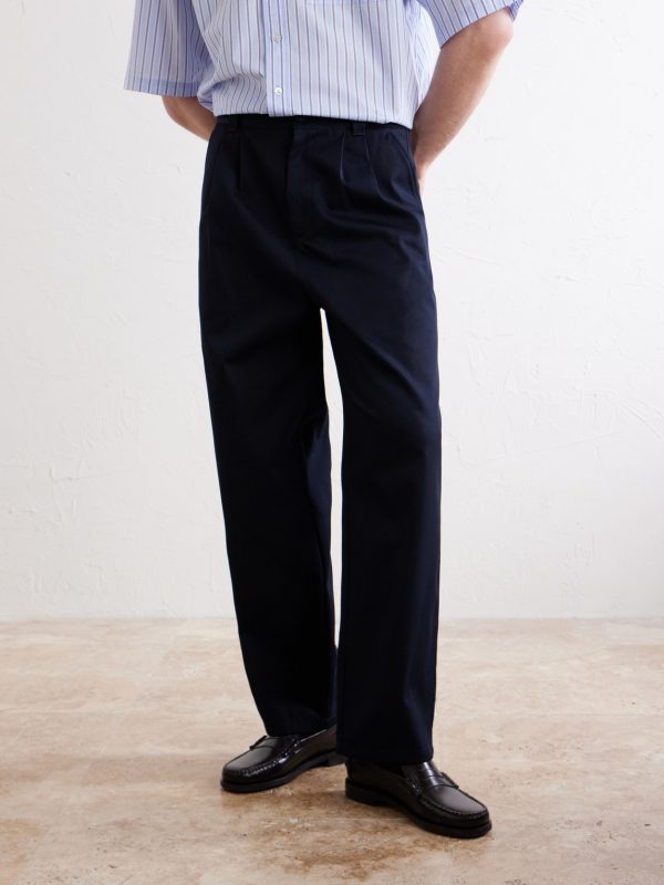 Ricky Straight-Leg Pleated Organic Cotton Trousers - FR