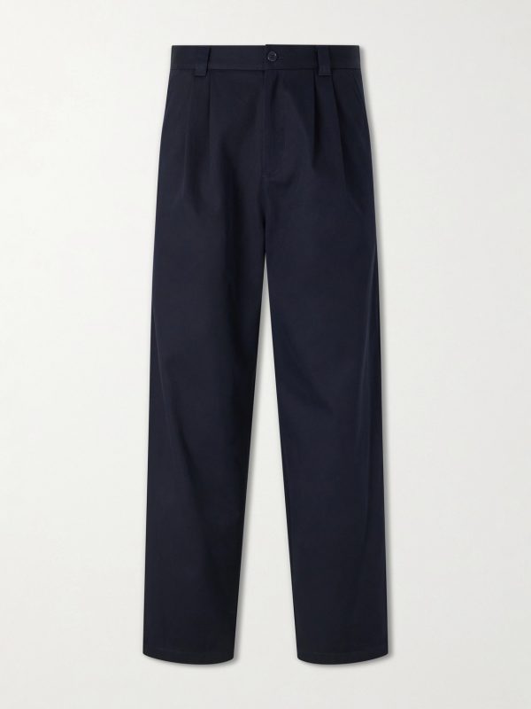 Ricky Straight-Leg Pleated Organic Cotton Trousers