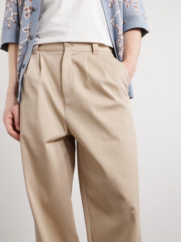 Ricky Straight-Leg Pleated Organic Cotton Trousers - CU Ricky Straight-Leg Pleated Organic Cotton Trousers - CU