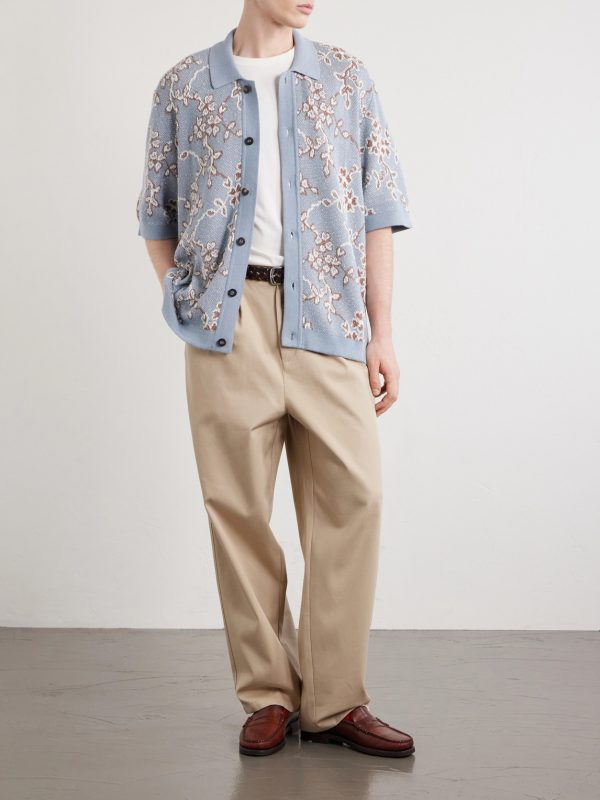 Ricky Straight-Leg Pleated Organic Cotton Trousers - OU Ricky Straight-Leg Pleated Organic Cotton Trousers - OU