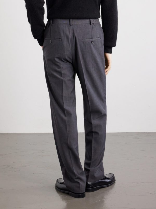 Dylan Straight-Leg Wool-Blend Grain de Poudre Trousers - BK Dylan Straight-Leg Wool-Blend Grain de Poudre Trousers - BK
