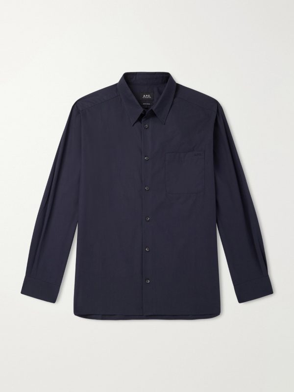 Malo Logo-Embroidered Organic Cotton-Poplin Shirt Malo Logo-Embroidered Organic Cotton-Poplin Shirt