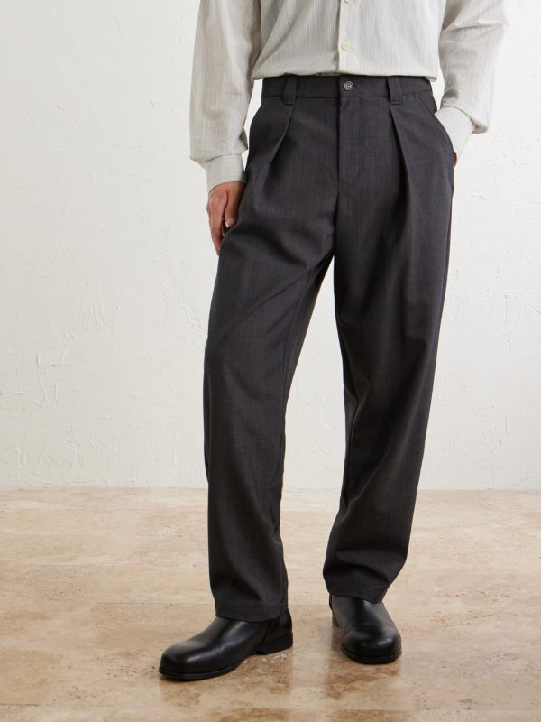 Renato Wide-Leg Pleated Twill Trousers - FR Renato Wide-Leg Pleated Twill Trousers - FR