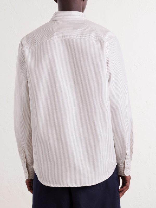 Button-Down Collar Striped Cotton Shirt - BK