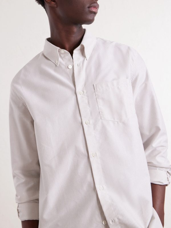 Button-Down Collar Striped Cotton Shirt - CU