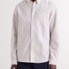 Button-Down Collar Striped Cotton Shirt - FR